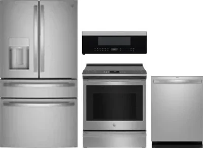4 Piece Package Includes Refrigerator, Range, Microwave And Dishwasher